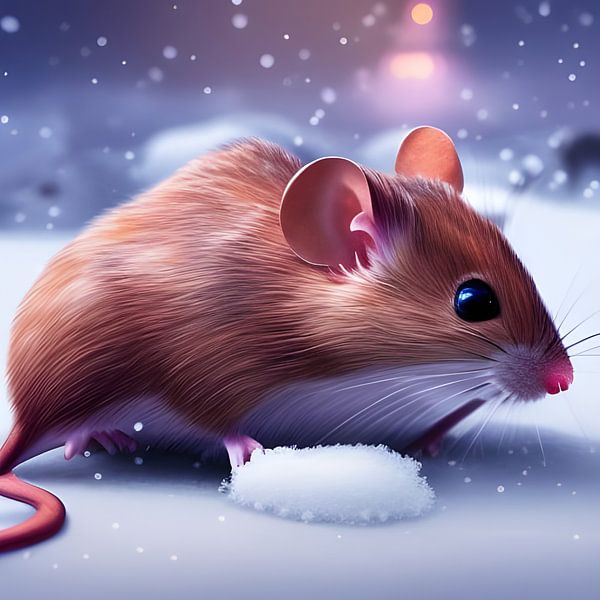 Mouse in the snow by Babetts Bildergalerie