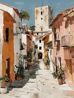 Picturesque street with plants in Mediterranean city