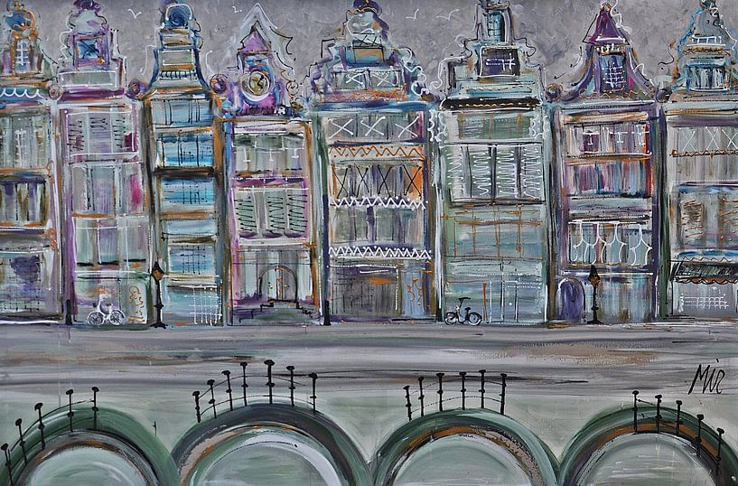 Grachtengordel soft green by Kunstenares Mir M. Kolkman van der Klip