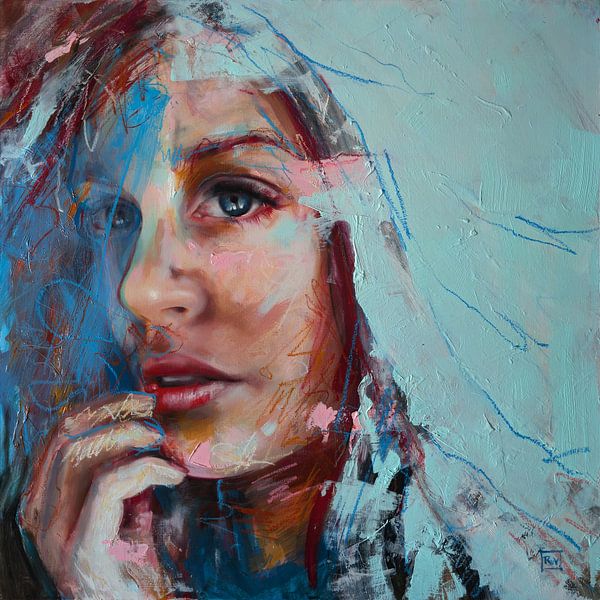 Farbenfrohes und vielschichtiges Porträt aus der Serie "Rainbow: impressions". von Ron van Vliet