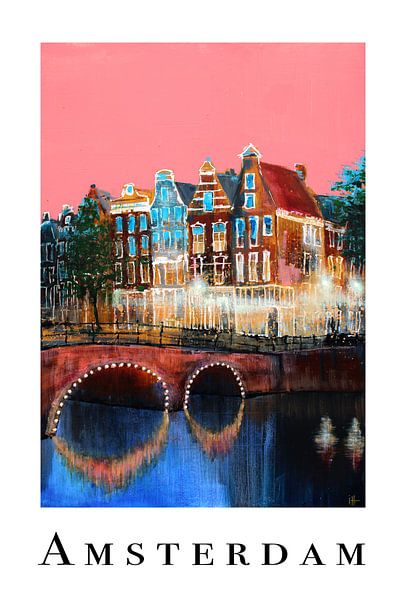 Poster Amsterdam Rosa Himmel von Atelier Paint-Ing