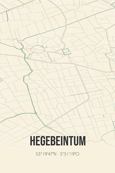 Vintage map of Hegebeintum (Fryslan) by Prints of Place