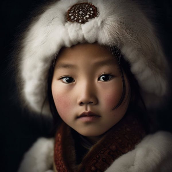 Portrait &quot;Mongolian girl&quot; by Carla Van Iersel