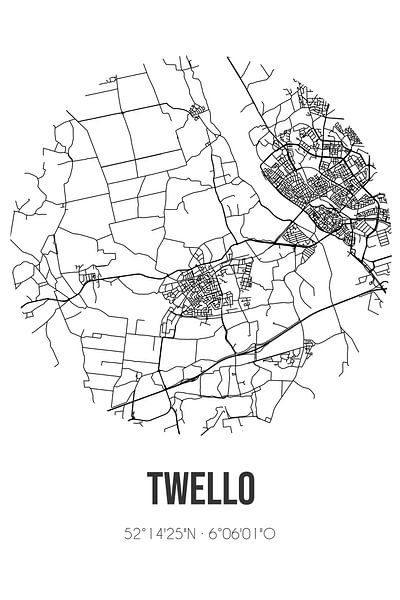 Twello (Gelderland) | Map | Black and white by Prints of Place