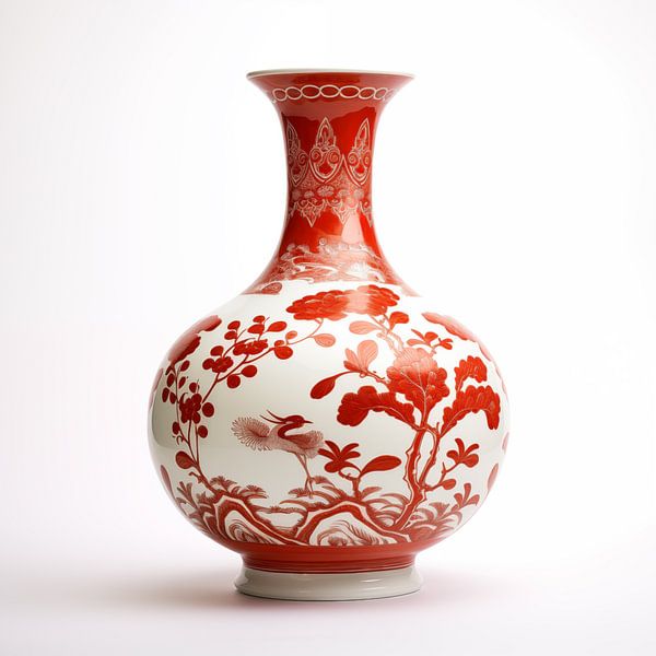 Chinese vase red/white by TheXclusive Art