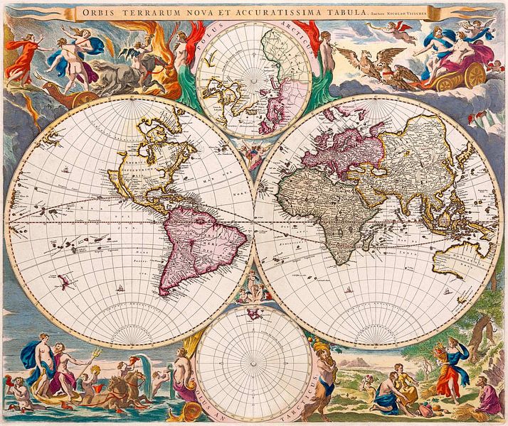 Nouvelle et très précise carte du monde 1658 par Des maîtres magistraux