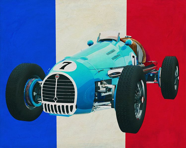 Grand Prix Gordini T16 1952 avec le drapeau français par Jan Keteleer