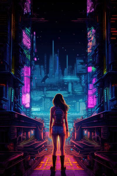 Neon Vektor Illustration von Digitale Schilderijen