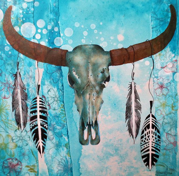 Totenkopffedern (Grafik) von Helma van der Zwan