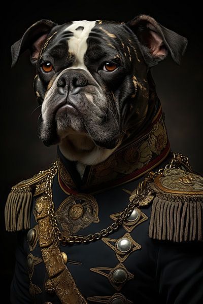 Bouledogue en tenue militaire à l'ancienne par Wall Wonder