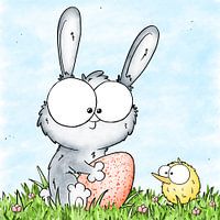 Kinderzimmer Osterhase mit Ei und Küken