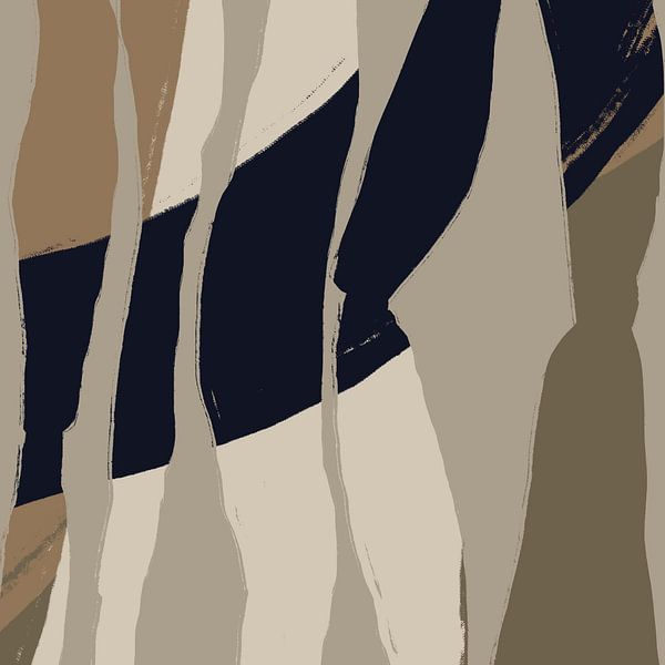 Abstrakte Formen und Linien in Taupe, Schwarz, Braun und Weiß Nr. 2 von Dina Dankers