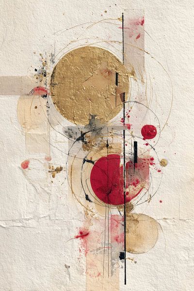 Abstrakte Malerei - Gold Rot Elegant Geometrisch von Joriali Abstrakte Kunst