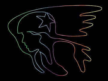 Neon Roller Derby (blocker pivat jammer roller skates drawing star helmet cool women's sports logo) sur Natalie Bruns