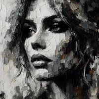 Portret Olieverf Zwart Wit grijs bruin