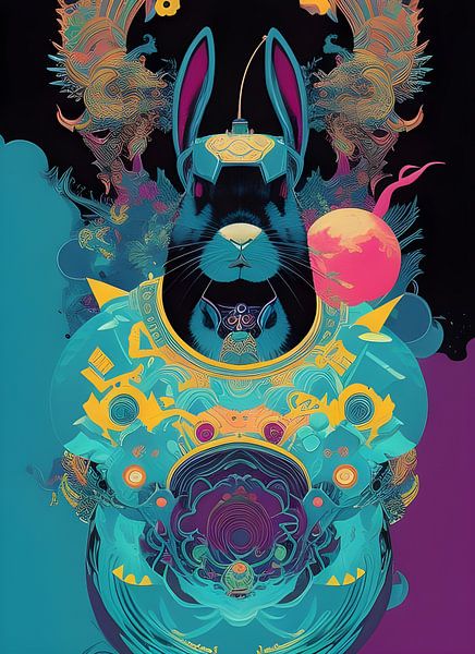 Buntes Jahr des Hasen 08 AI Art von Christine aka stine1