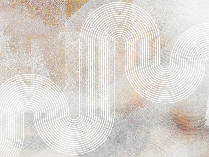 Japandi Regenbogen Landschaft von Mad Dog Art