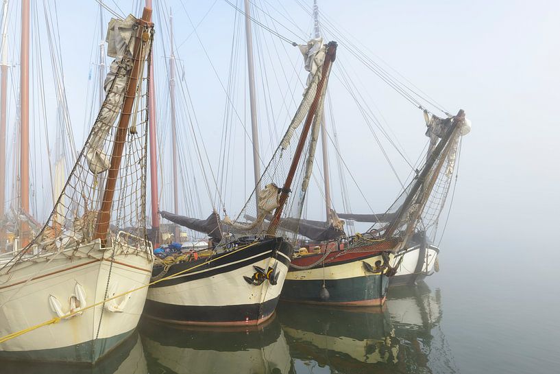 Old sailing ships moored at the IJssel quay in Kampen by Sjoerd van der Wal Photography