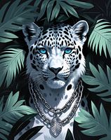 White leopard in the jungle