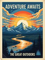 Das Abenteuer erwartet Sie: Vintage Poster für die freie Natur