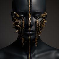 Digital erstellt sehr schöne sexy Frau mit bizarren Fetisch Maske in High Fashion Stil