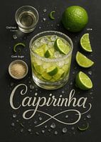 Caipirinha Cocktail Poster - Brasilianischer Klassiker mit frischer Limette
