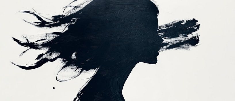 Dynamisches Profil in Schwarz-Weiß – Kunstvoll von Poster Art Shop