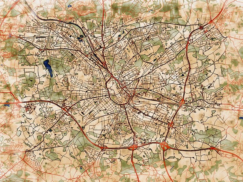 Karte von Osnabrück im stil 'Serene Summer' von Maporia