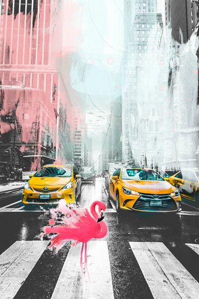 Crazy Street 02 - Flamingos - New York City von Team W 32 Gallery
