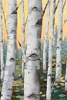 Peinture murale Forêt de trembles colorée - Imprimé d'art mural