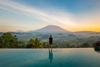 Vulcano view over the rice fields in Sideman - Bali Indonesia