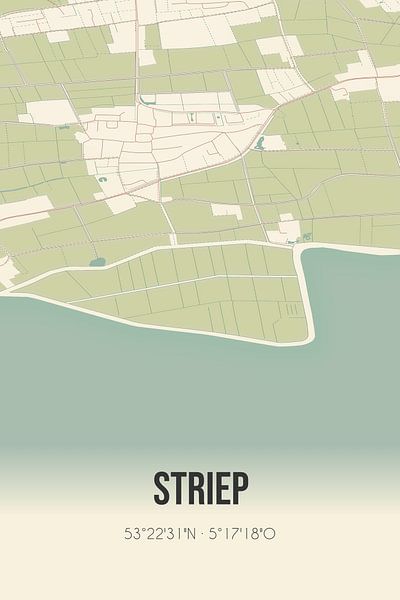 Alte Karte von Striep (Fryslan) von Ortsdrucke