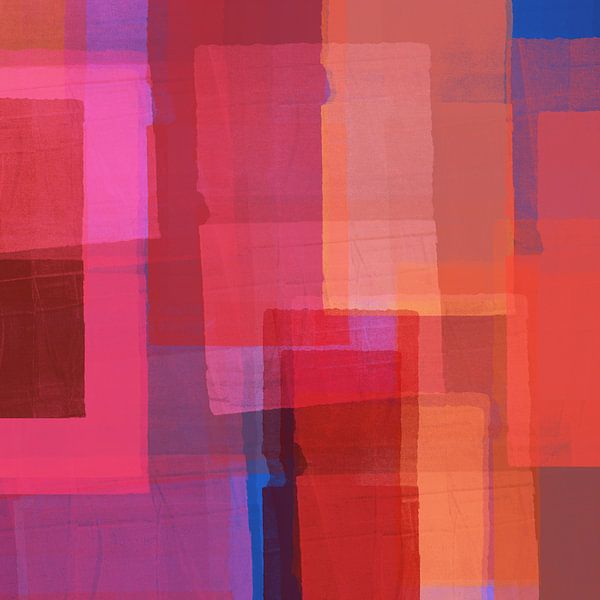 Paysage abstrait. Blocs de couleur en terra, rose, bleu cobalt. par Dina Dankers