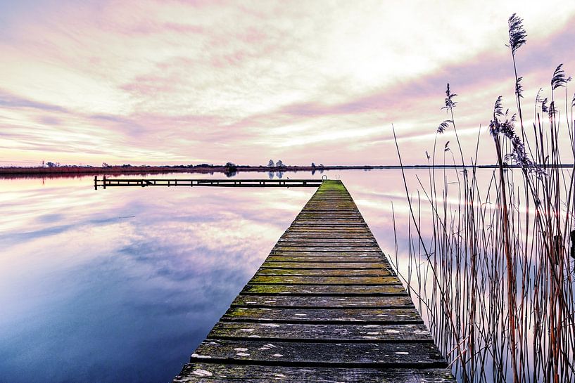 Jetty Meerzicht Leekstermeer during sunset by R Smallenbroek