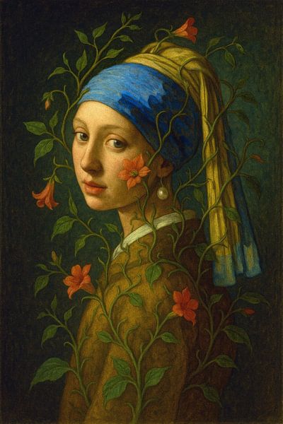 Girl with a Pearl Earring - Blue edition by Moonheart Artworks