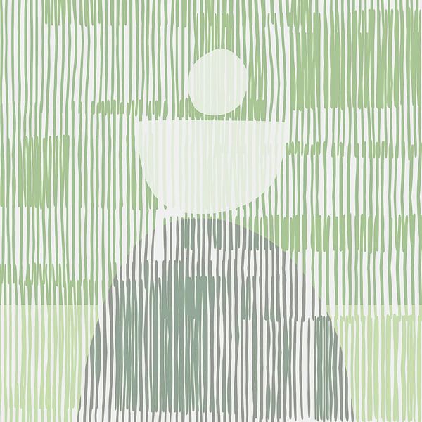 Golden Balance Japandi Abstract Moss Green by Mad Dog Art